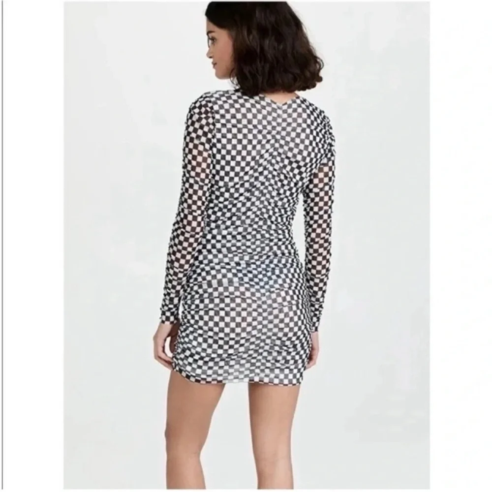 Baum Und Pferdgarten sz L  Black White Check Juneaux Mini Dress Mesh Stretch - Picture 5 of 9